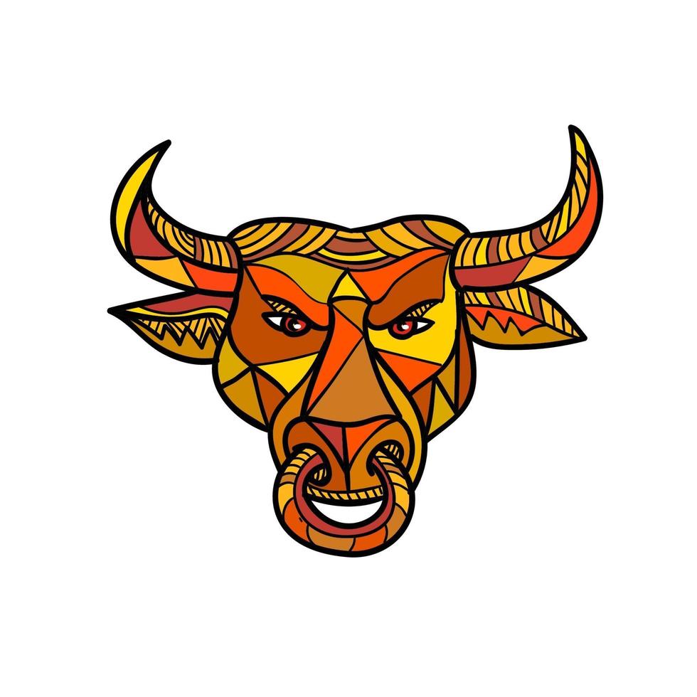 Texas Longhorn Bull, Mosaic Color vector