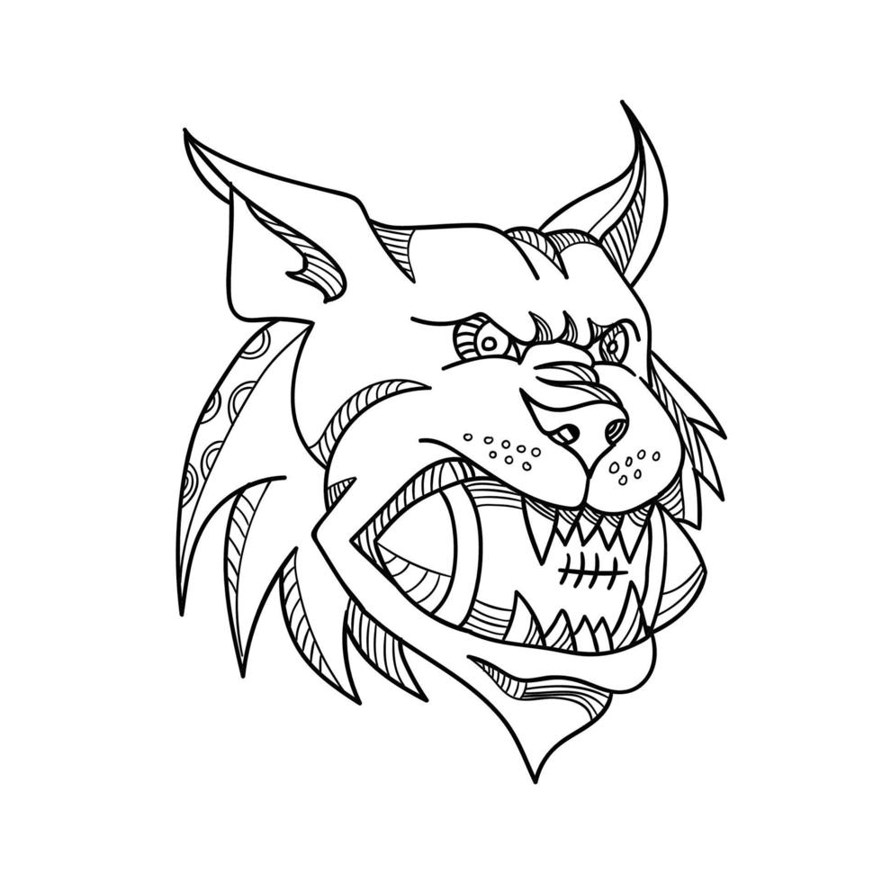 Mono line illustration of a head of a Canada lynx, bobcat vector