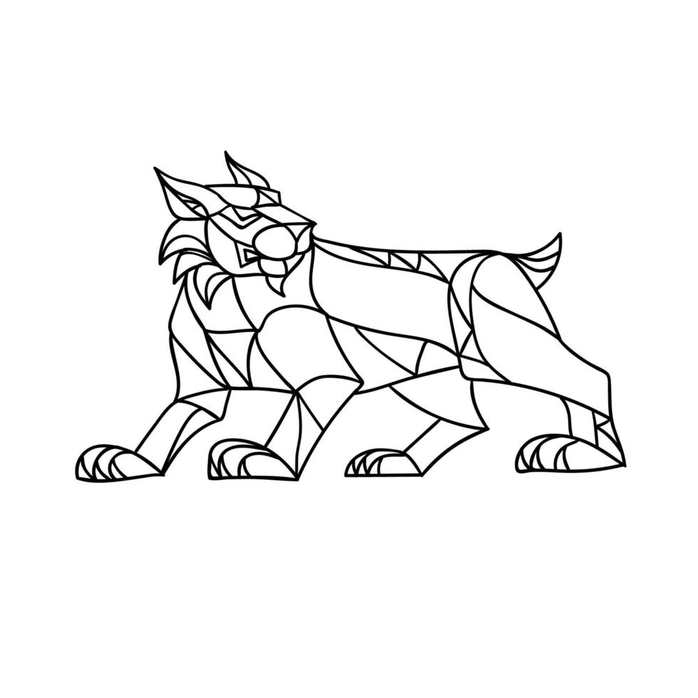 Mosaic low polygon style illustration of a bobcat, Eurasian lynx vector