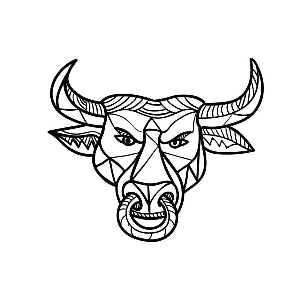 Texas Longhorn Bull Head Mosaic vector