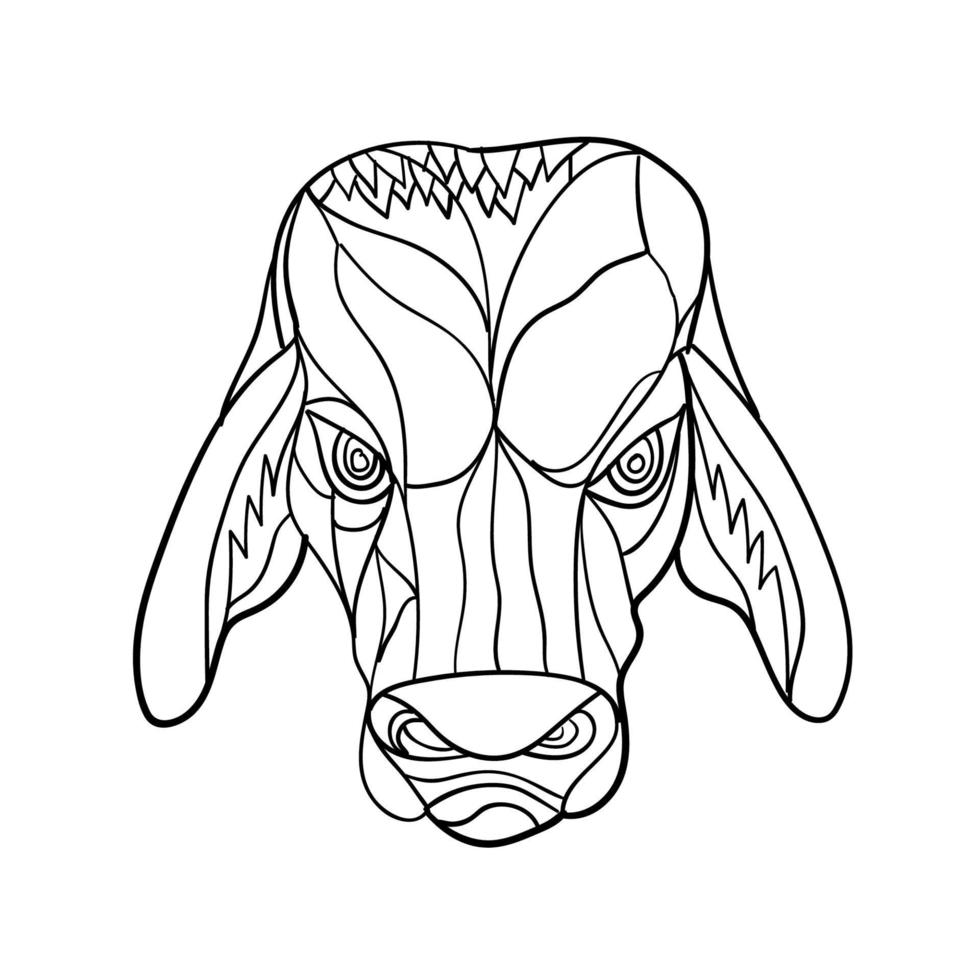 cabeza de toro brahma mosaico blanco y negro vector