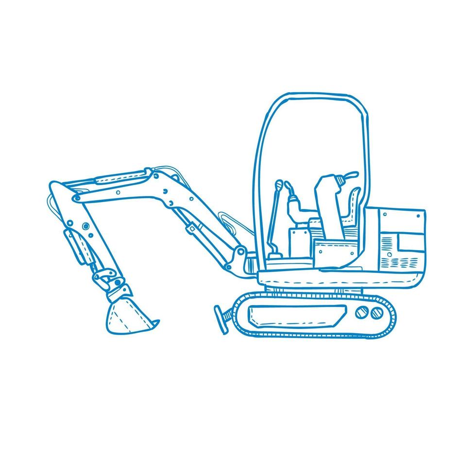 excavadora mecánica mono line vector