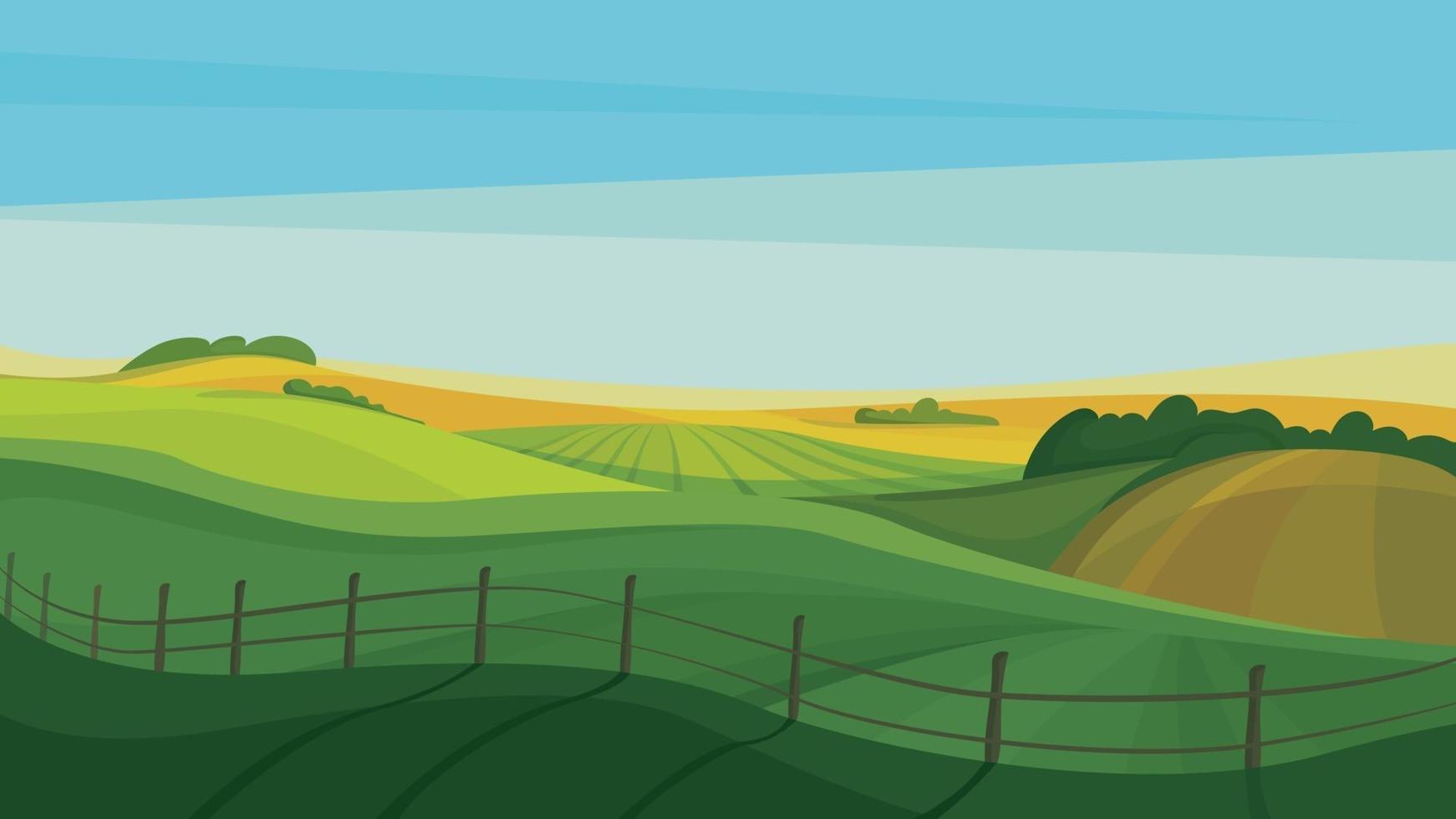 hermosos campos agrícolas. vector