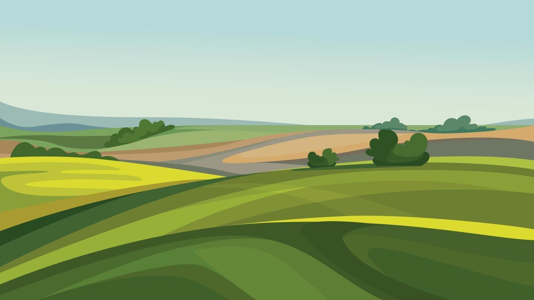 Agricultural fields in summer season. vector