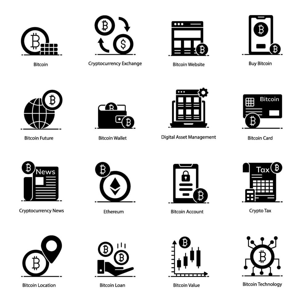 Modern ,Bitcoin and Blockchain icon set vector