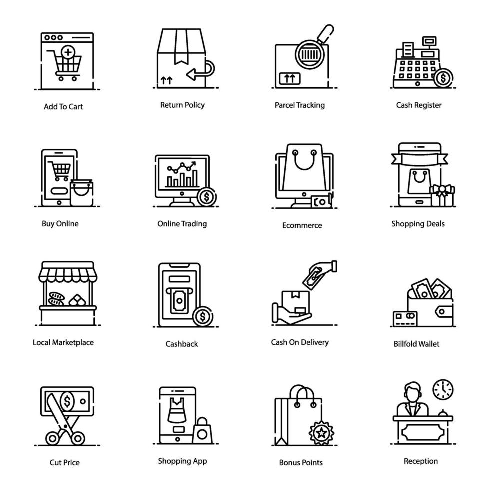 Ecommerce and Shopping icon set vector