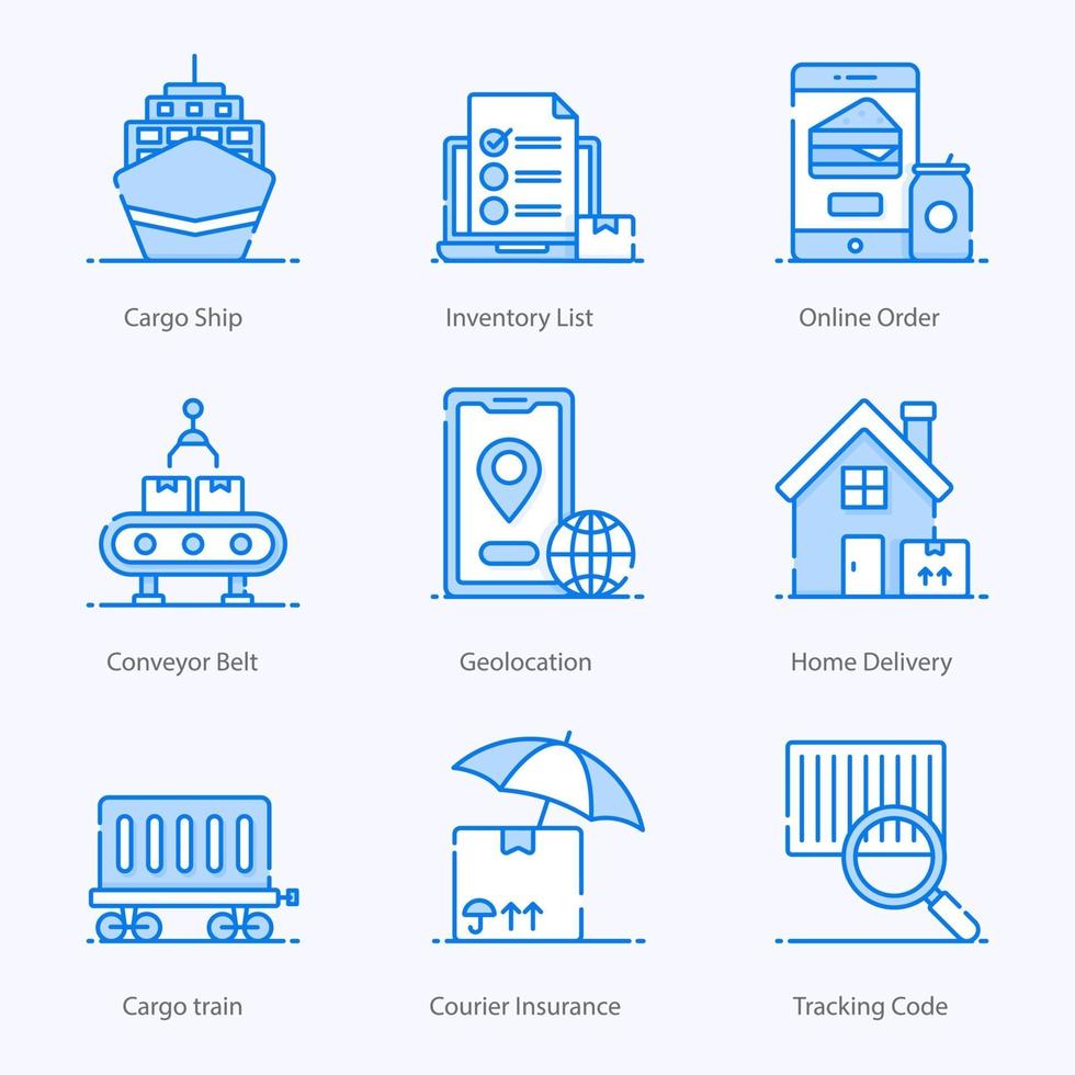 Postal and Delivery Services icon set vector
