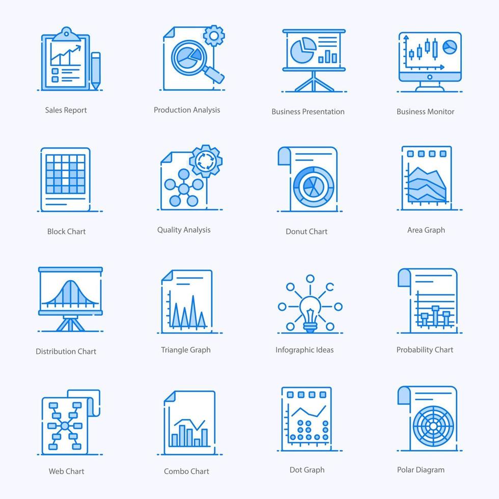 Graphs ,charts and Business Report icon set vector