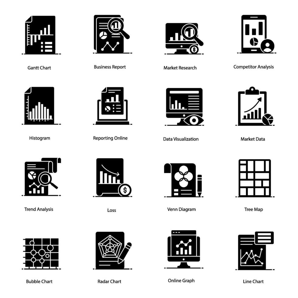 Modern Data Analytics icon set vector