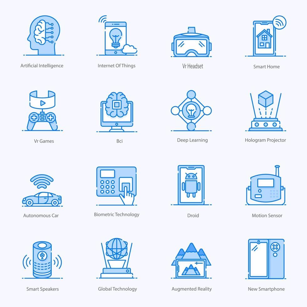 Iot And High Tech icon set vector