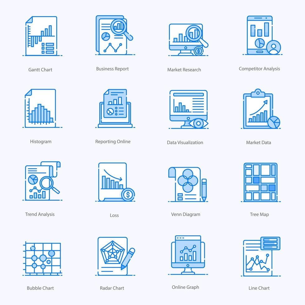 Modern Data Analytics icon set vector