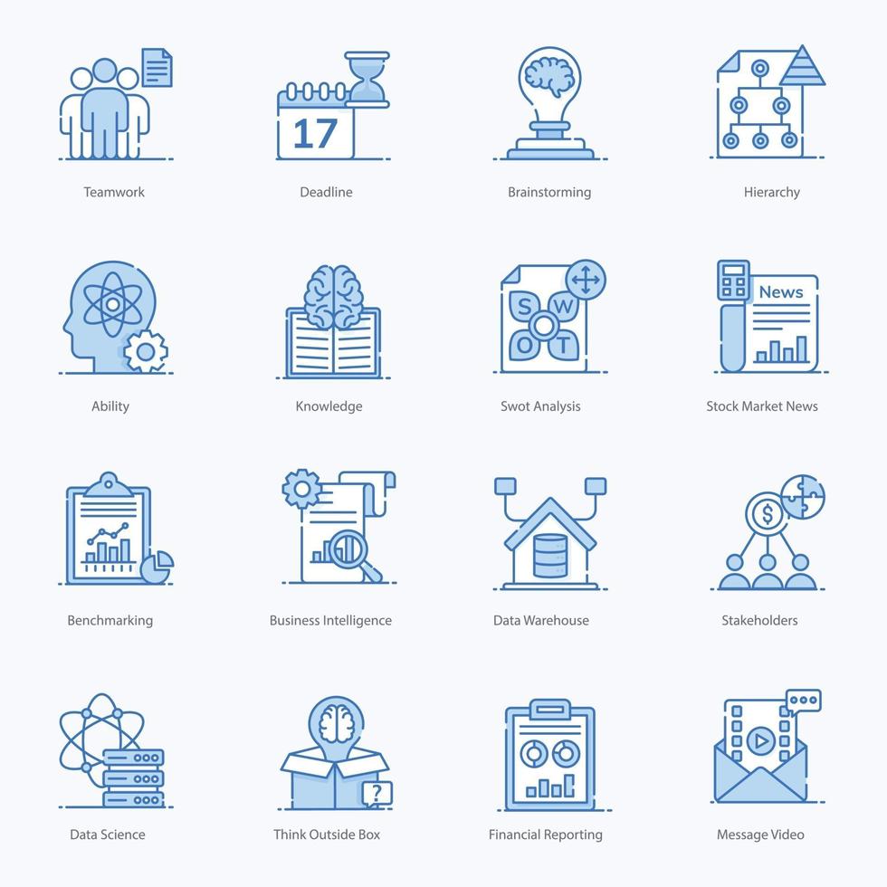 conjunto de iconos de elementos de gestión de proyectos modernos vector