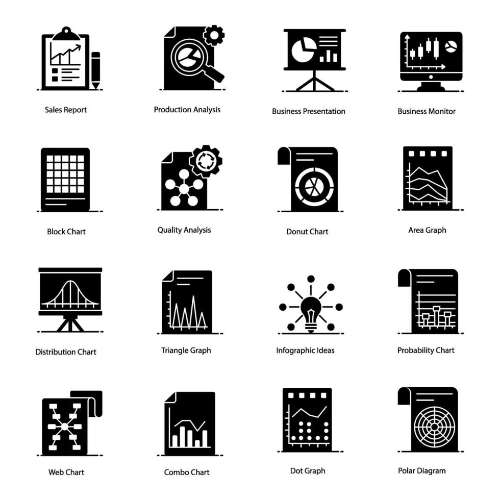 Graphs ,charts and Business Report icon set vector