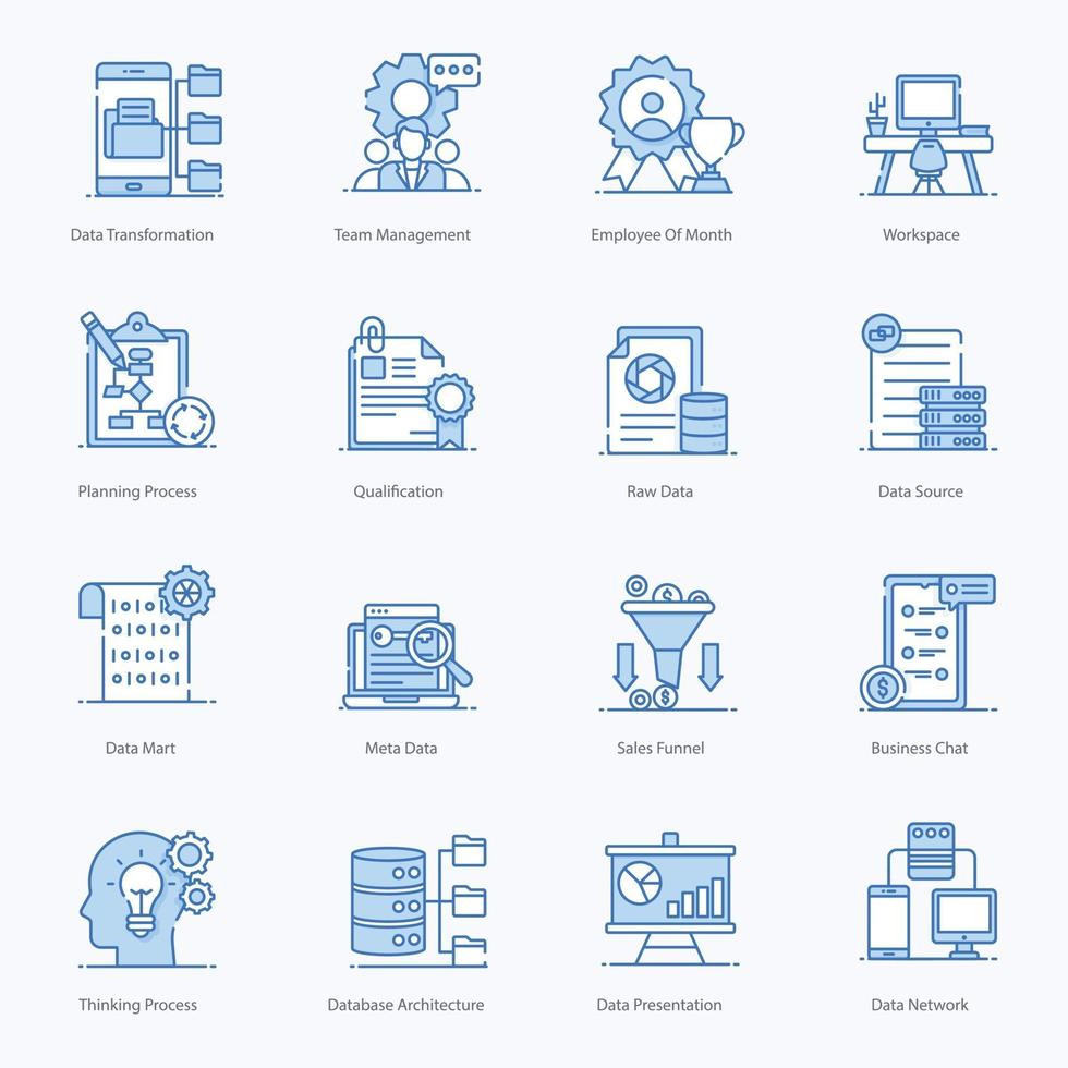 Modern Business Management icon set vector