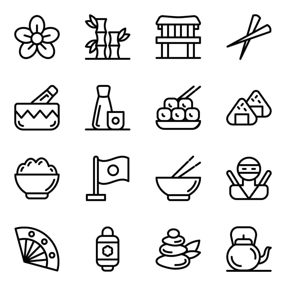 Japanese Traditional Elements icon set vector