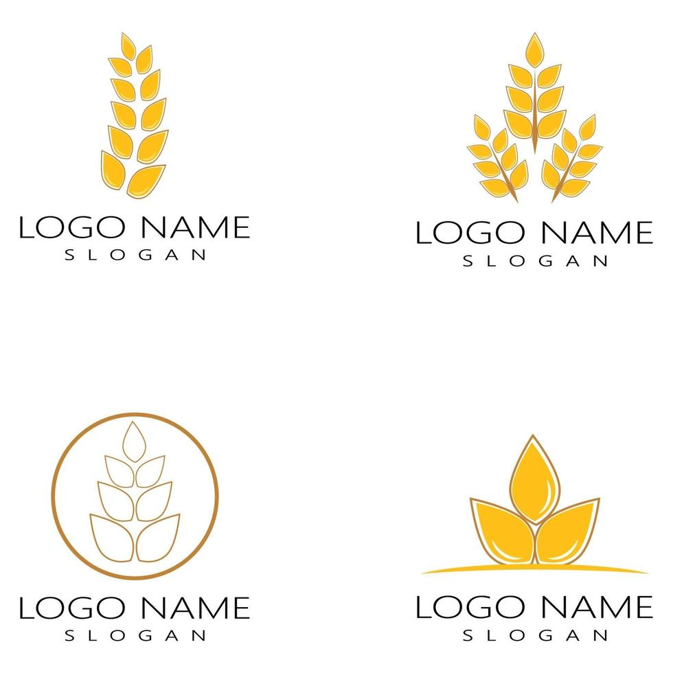 Agriculture wheat vector icon design set