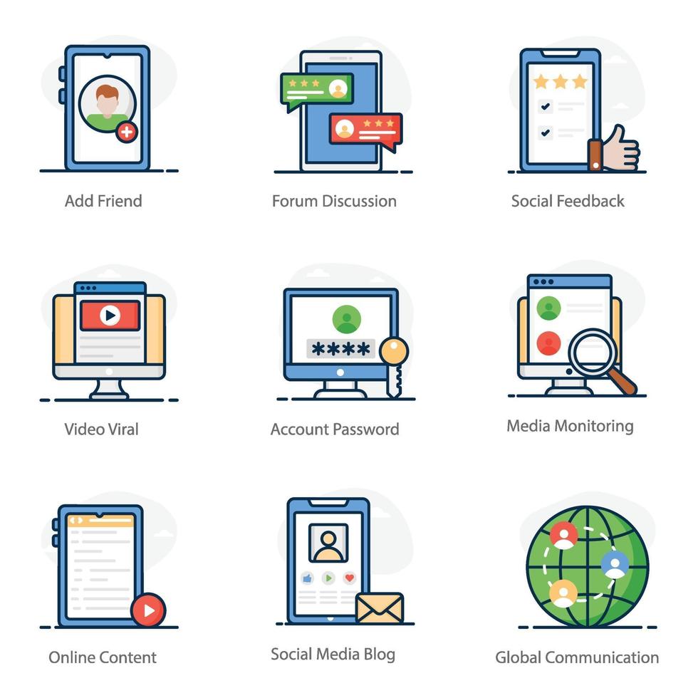 Variety of Social Media and Network icon set vector