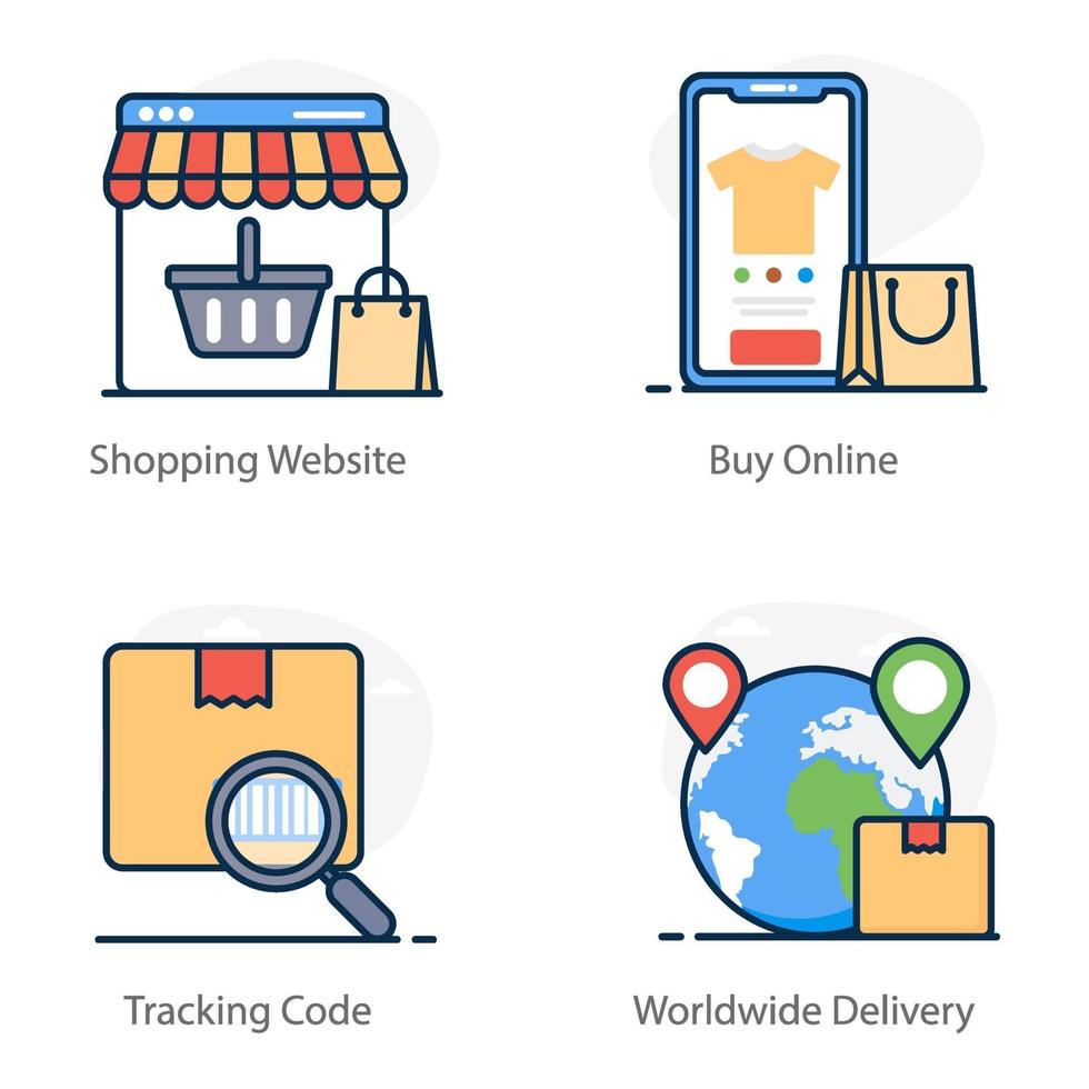 Shopping and Delivery icon set vector