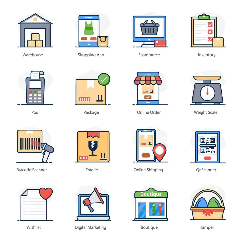 Shopping and Ecommerce icon set vector