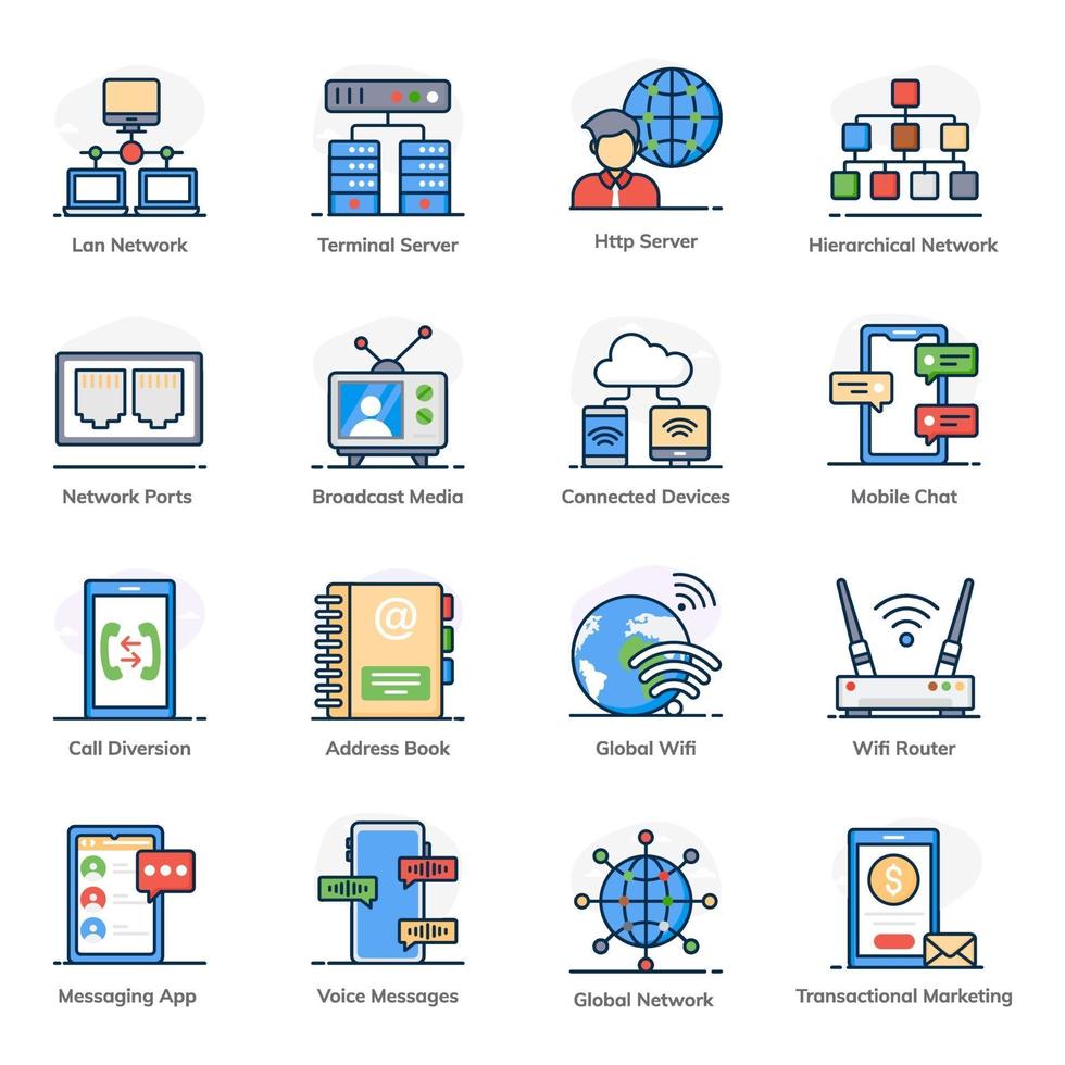 Data and Communication icon set vector