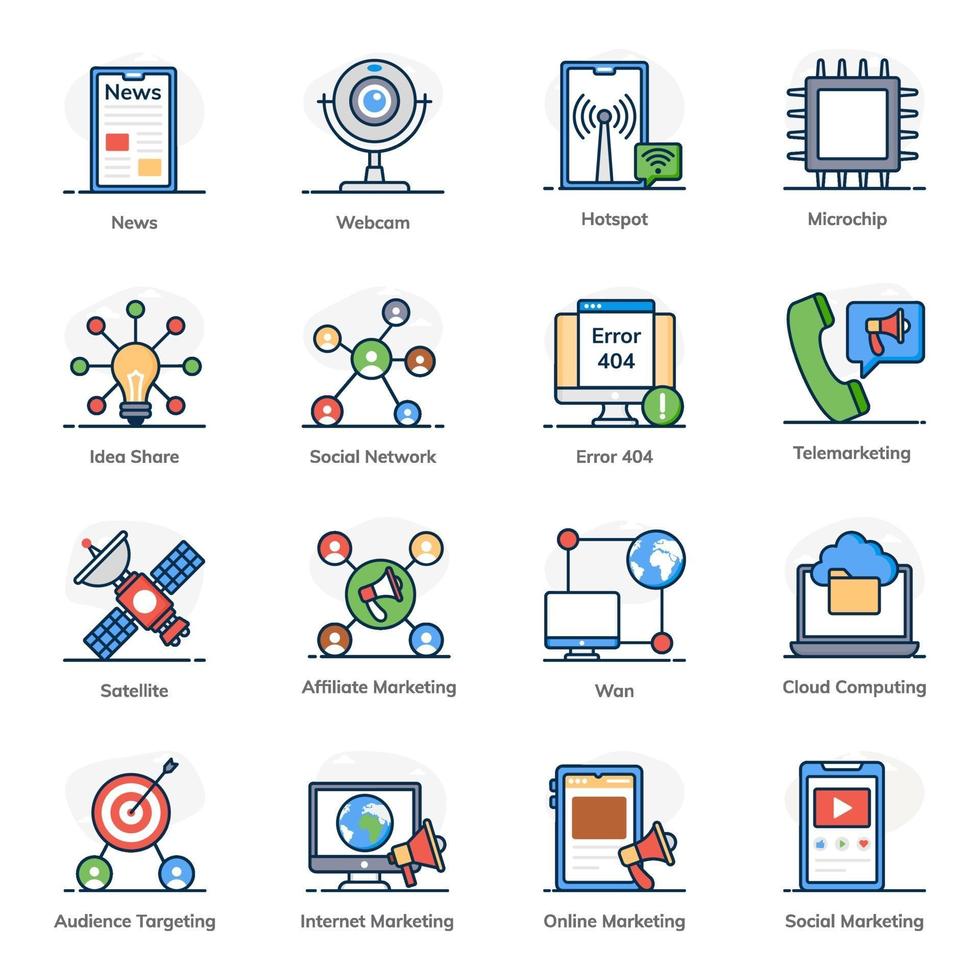 Network and Communication icon set vector