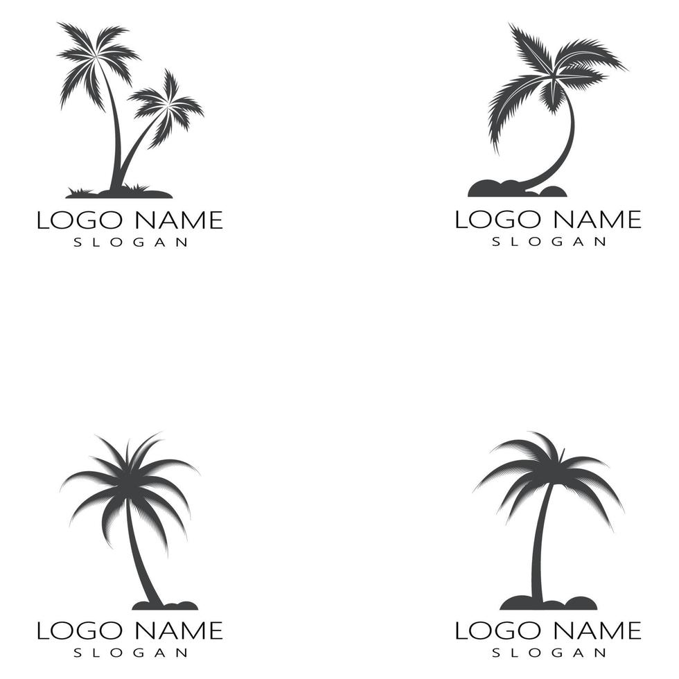 Conjunto de ilustración de vector de plantilla de logotipo de verano de palmera