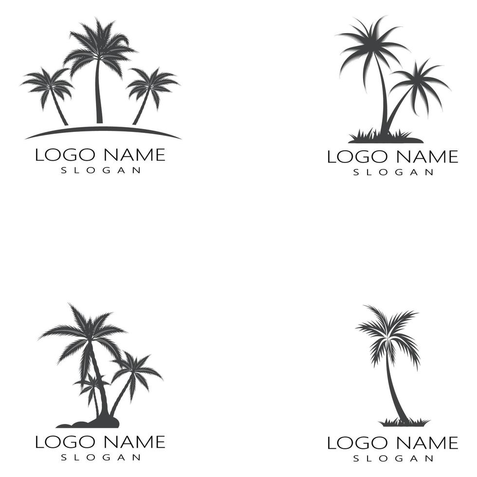 Conjunto de ilustración de vector de plantilla de logotipo de verano de palmera