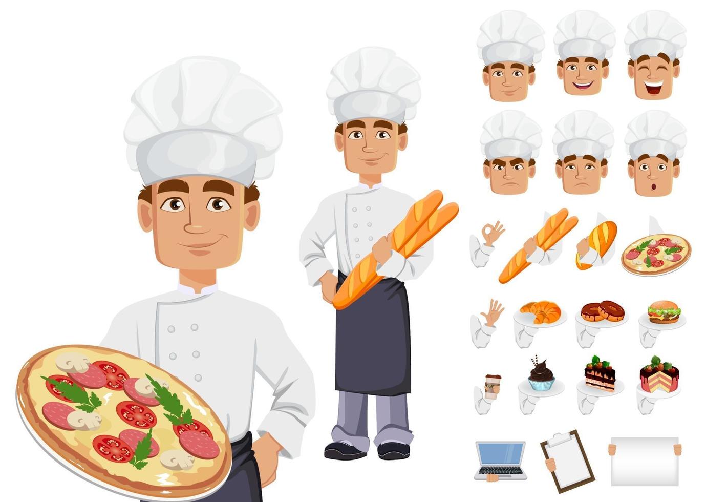 Handsome baker in professional uniform vector