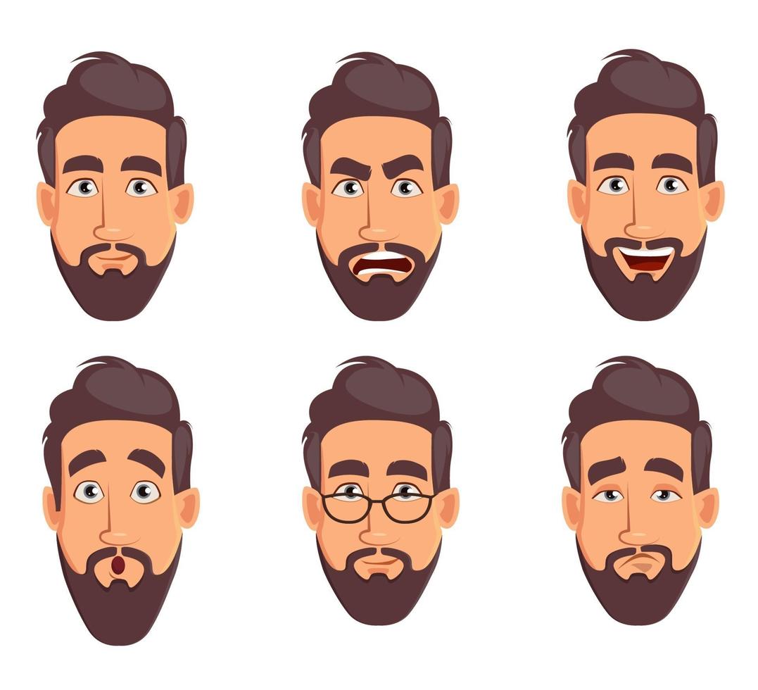 expresiones faciales de hombre de negocios vector