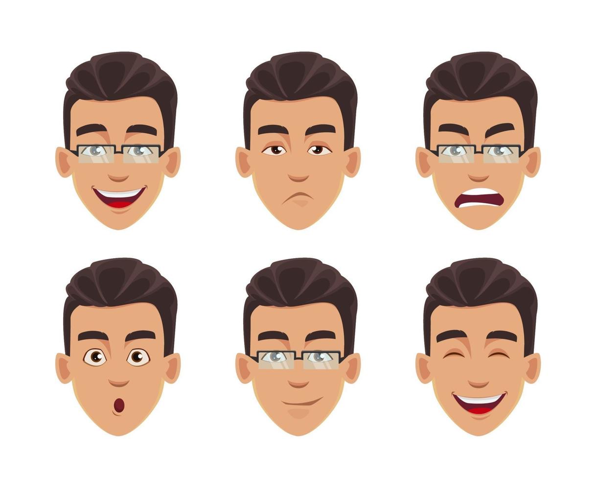 expresiones faciales de hombre de negocios vector