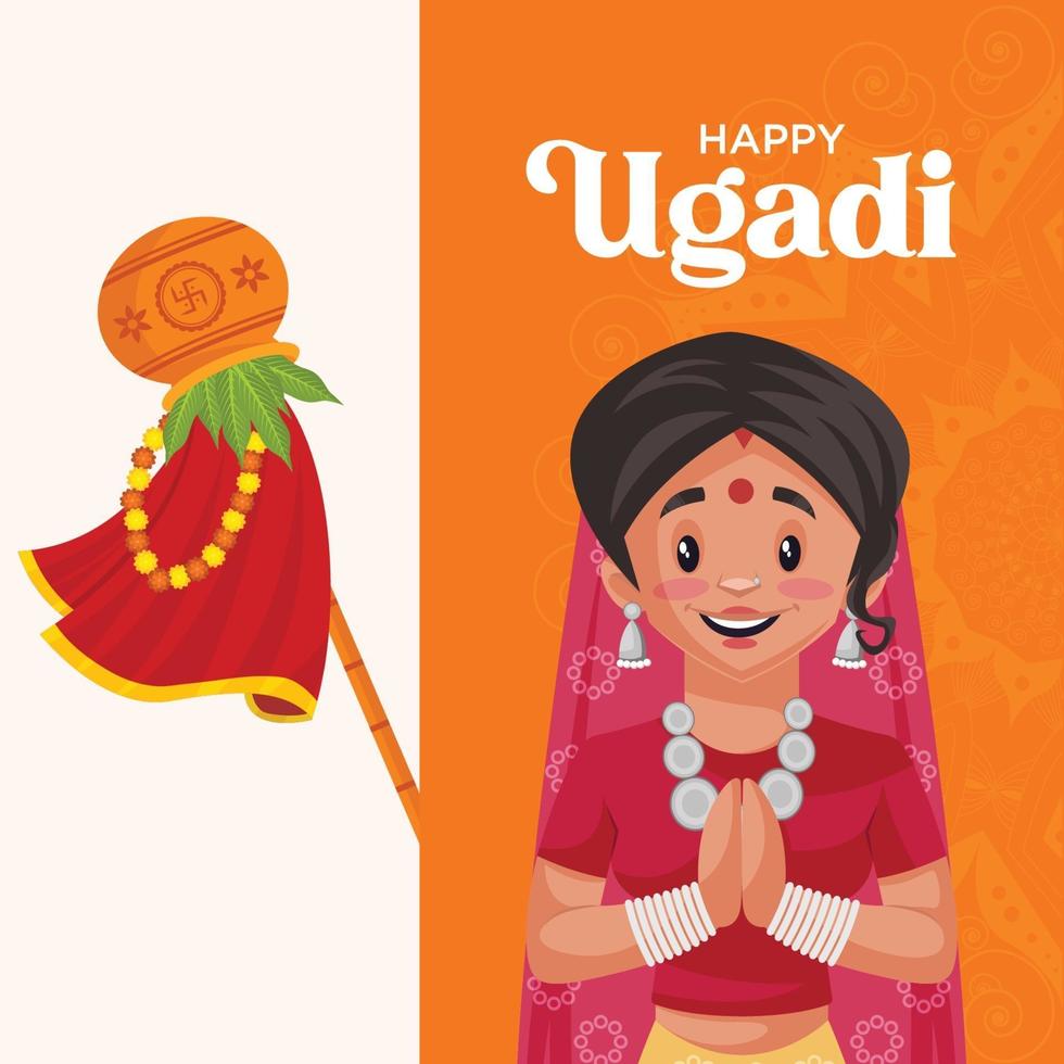 feliz plantilla de diseño de banner de ugadi vector