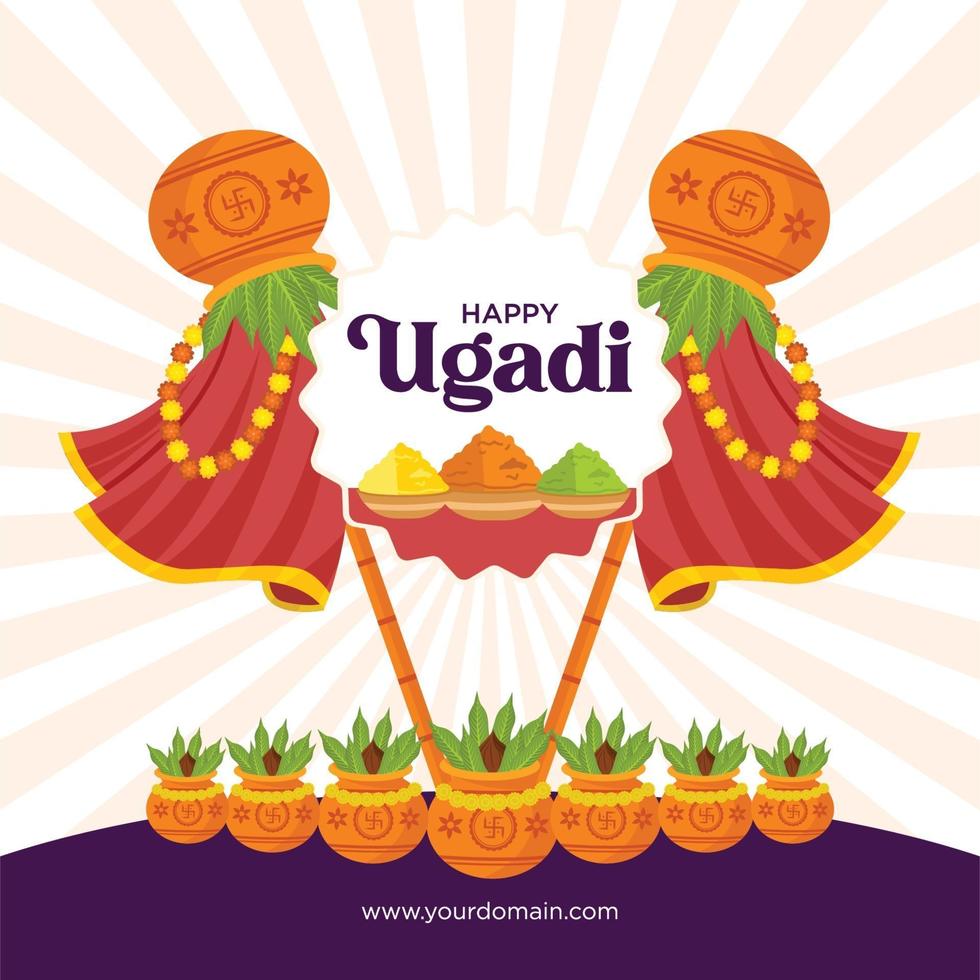 Flat happy ugadi celebration banner vector