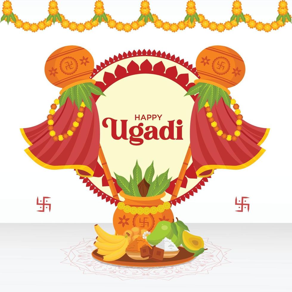 feliz diseño de banner de ugadi vector