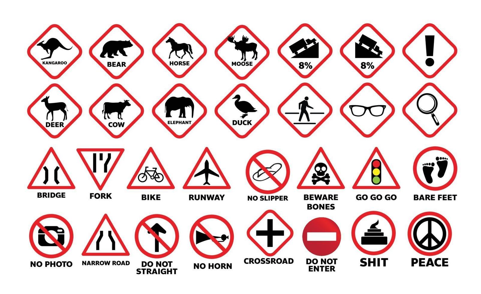 set of traffic sign illustration vector