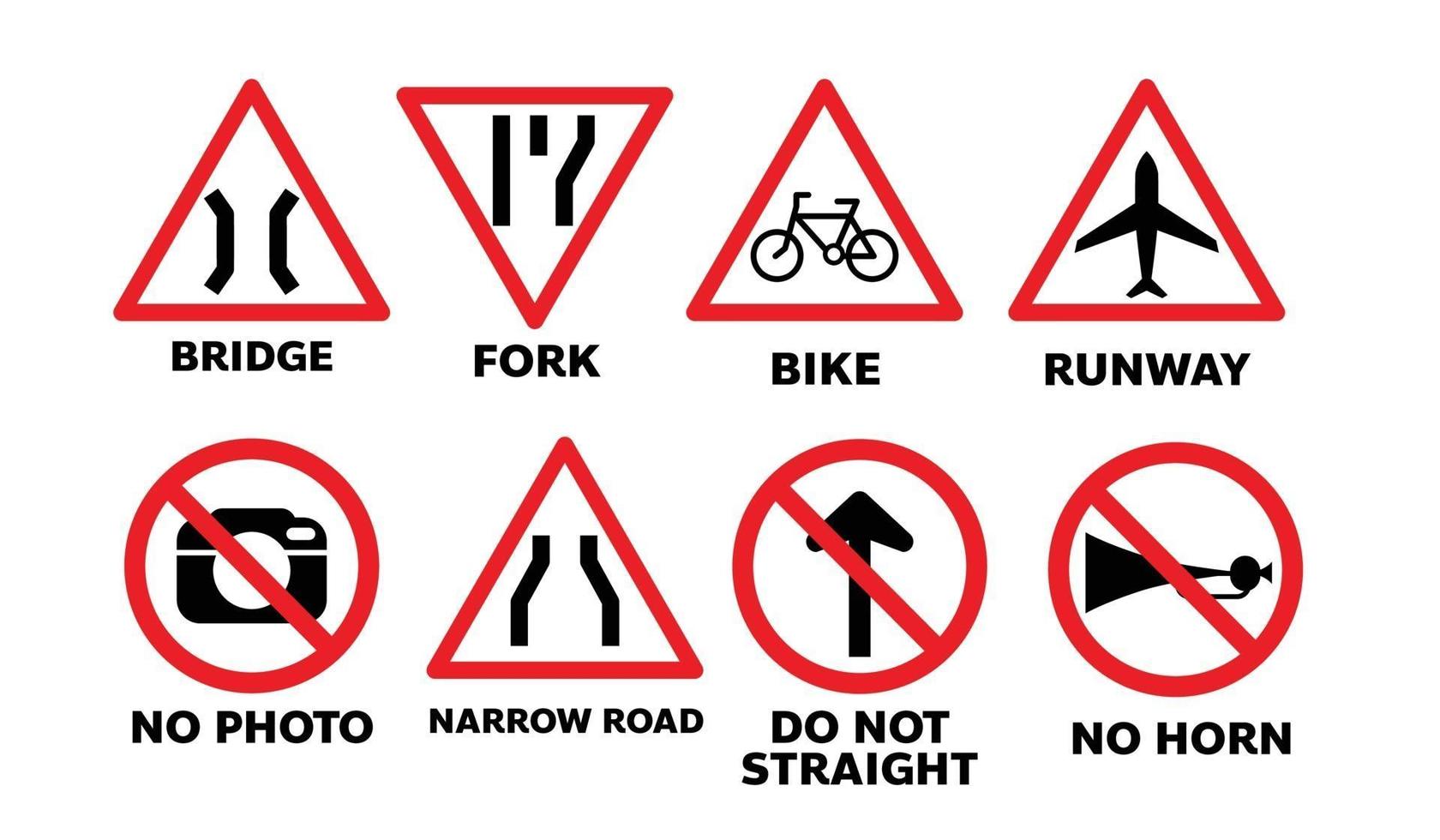 set of traffic sign illustration vector