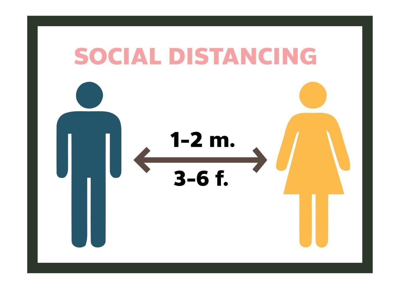 distanciamiento social mantener distancia signo coronavirus vector illustration