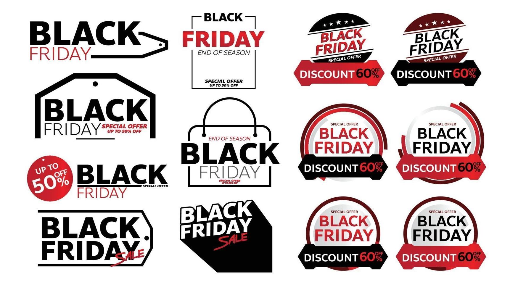 diseño de etiqueta de promoción de tienda en línea de viernes negro para venta de marketing vector