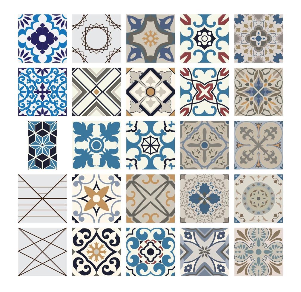 vintage tiles Portuguese patterns antique seamless design in Vector illustration