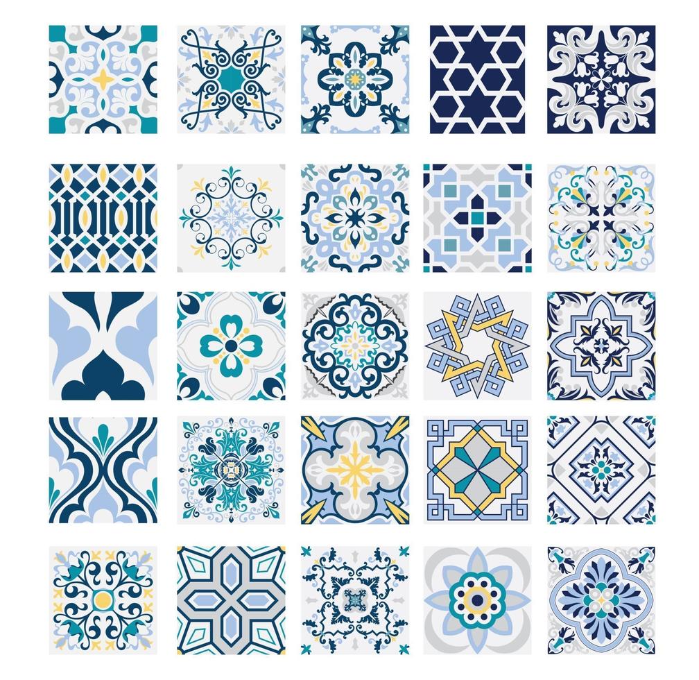 Azulejos antiguos patrones portugueses antiguo diseño sin costuras en la ilustración vectorial vector