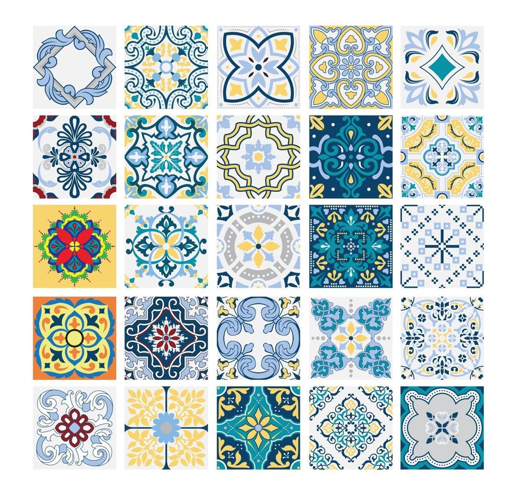 Azulejos antiguos patrones portugueses antiguo diseño sin costuras en la ilustración vectorial vector