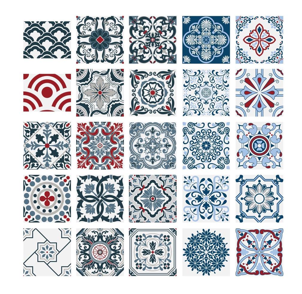 vintage tiles Portuguese patterns antique seamless design in Vector illustration