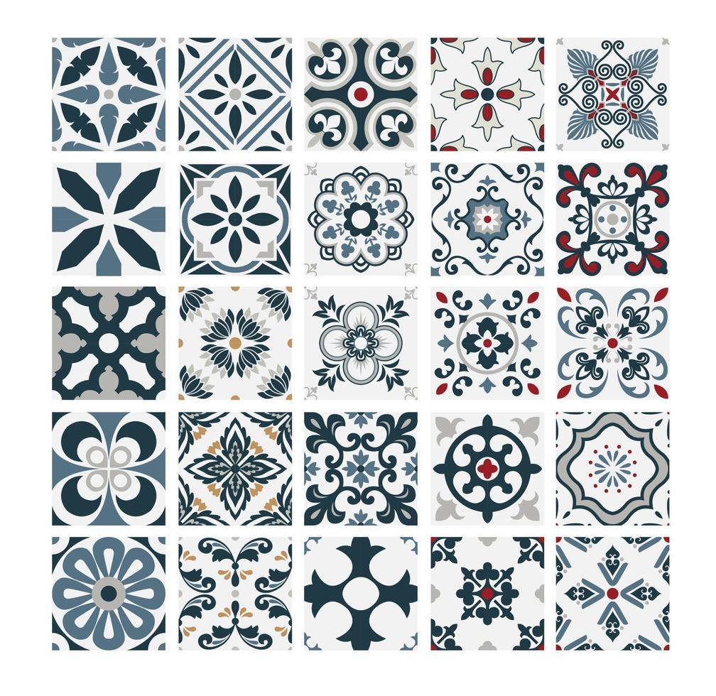 vintage tiles Portuguese patterns antique seamless design in Vector illustration