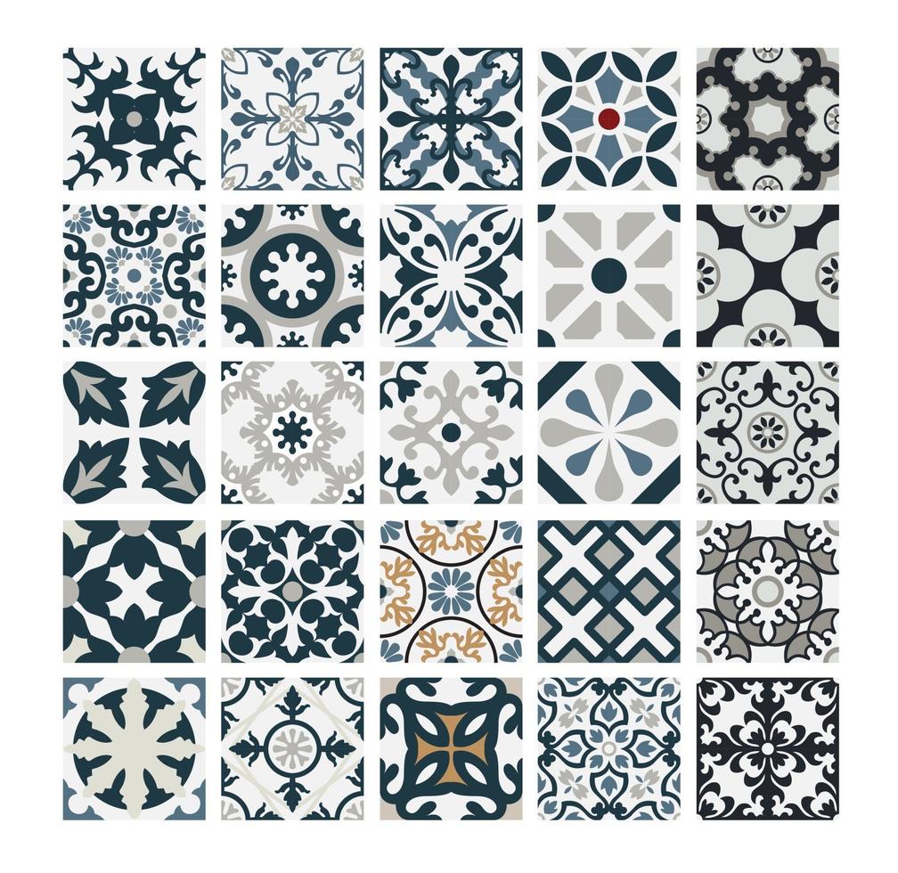 vintage tiles Portuguese patterns antique seamless design in Vector illustration