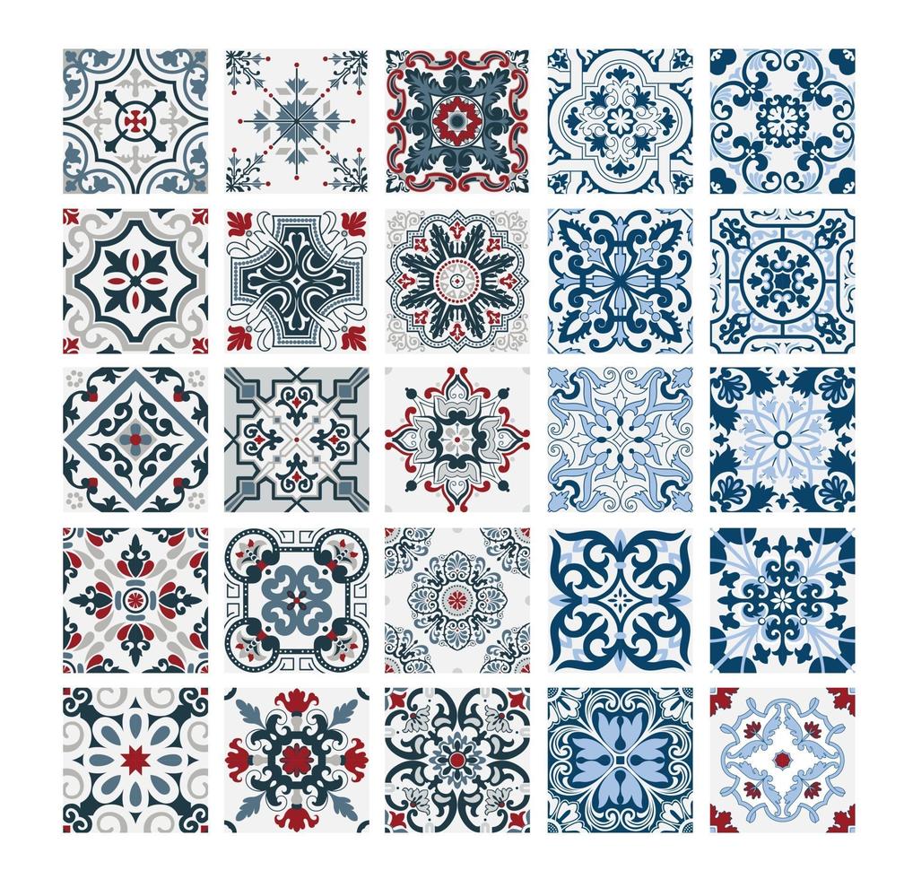 vintage tiles Portuguese patterns antique seamless design in Vector illustration