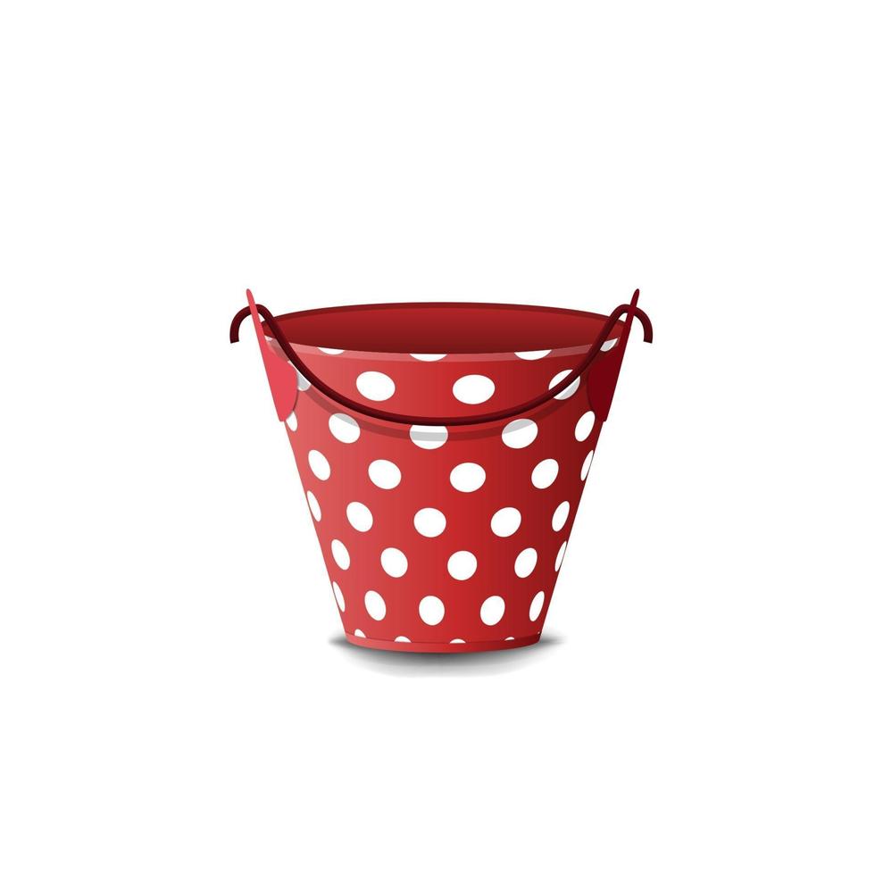 Red bucket with polka dots isolated on white background for your creativity vector