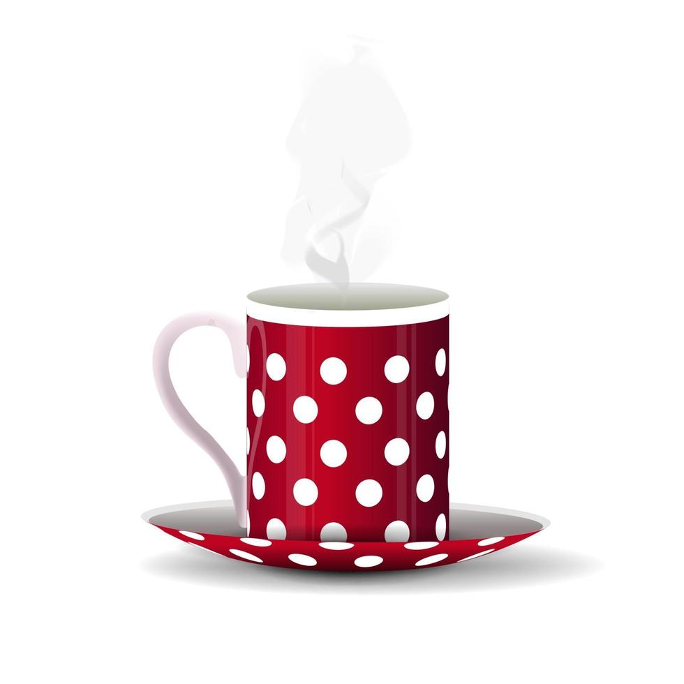 Red polka dot mug isolated on white background for your creativity vector