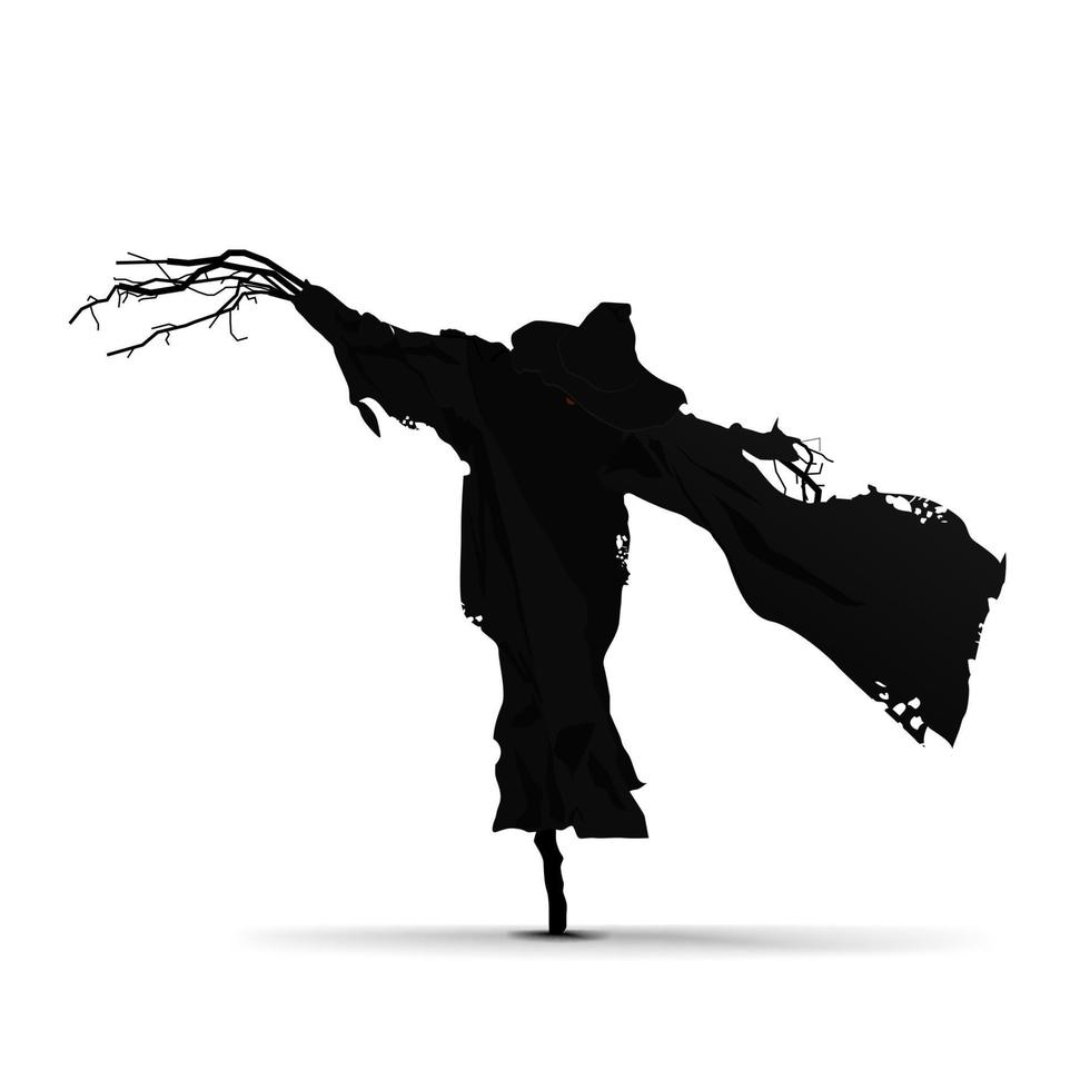 Scary stuffed scarecrow isolated on white background for your creativity vector