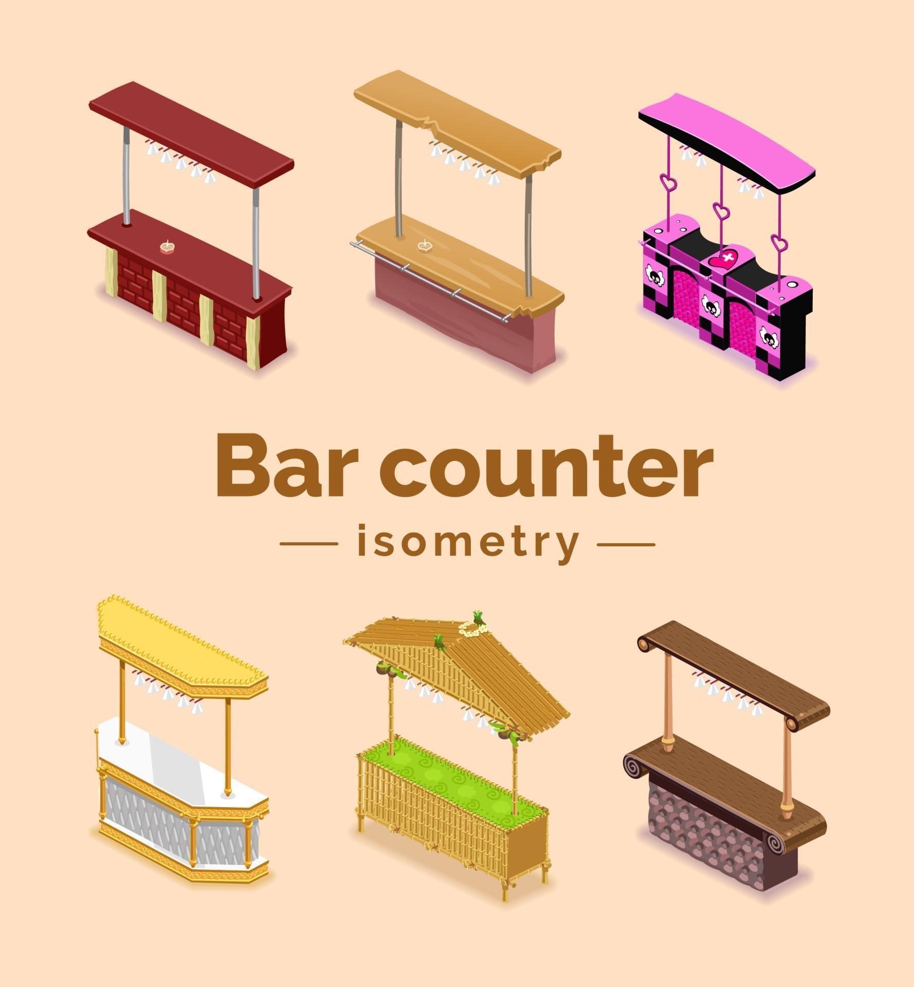 Bar counters in isometric isolated. Vector illustration 2232233 Vector