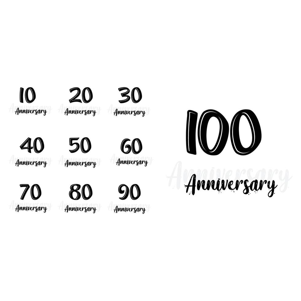 Set Year Anniversary White Background Color Vector Template Design Illustration