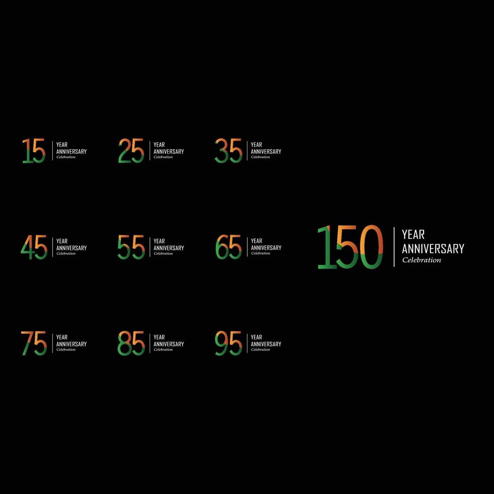 Set Year Anniversary Black Background Color Vector Template Design Illustration